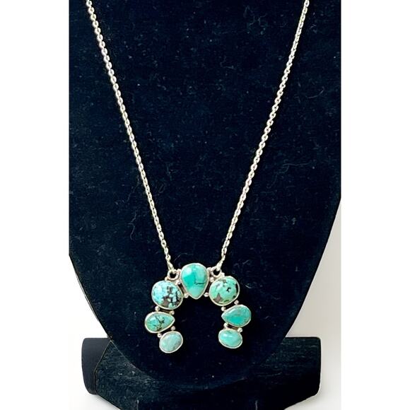 Native American Navajo Handmade Sterling Silver Turquoise Naja Necklace 21” NEW - Picture 2 of 16